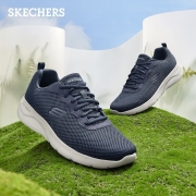 斯凯奇Skechers男鞋纯色简约轻便休闲透气运动鞋舒适缓震跑步鞋男58362 BBK全黑色 41