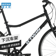 迪卡侬（DECATHLON） 迪卡侬平把钢架轻便公路山地旅行休闲通勤女男学生自行车HC 磨砂黑M码(166-177CM) 28英寸