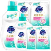 超能 花漾柔护洗衣液12斤超值套装（蔷薇花香）2kg+1kg+1kg*2+500g*2 去渍洁净机洗手洗整箱 家庭量贩装
