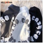 HELLOKOMA H K 美式街头原宿风上衣2022夏季新款情侣宽松圆领短袖t恤男生潮