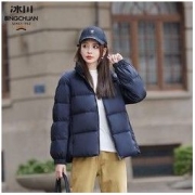 冰川 羽绒服女款2022秋冬新品面包服简约小个子轻薄立领外套潮流