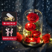 lovinrose永生花玫瑰花玻璃罩礼盒鲜红色教师节礼物生日礼物送女生女朋友女老师老婆闺蜜表白 永生玫瑰红【三生三世 我只爱你】