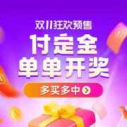 促销活动：天猫双11 预售付定 单单开奖 第2/3/5单必中无门槛红包