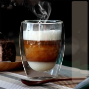 朗特乐（Le Bronte） 双层防烫耐热透明玻璃杯 隔热耐高温凉水杯创意办公泡花茶咖啡杯水杯牛奶杯 350ml两支装