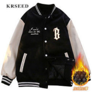KRSEED 加厚夹棉棒球服2022秋冬新款男女情侣款夹克刺绣毛呢外套女