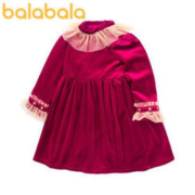 balabala 巴拉巴拉 长袖连衣裙2021年春季女幼童绣花连衣裙201121111004