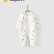 童泰婴儿衣服秋冬季加厚内衣3-18个月宝宝保暖衣连体哈衣 落叶 66cm