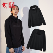 乔丹 男装运动卫衣男2022秋冬季新款连帽男士套头衫休闲上衣运动服男 黑色 XL