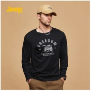 Jeep 吉普 2021男士秋季新款休闲长袖t恤初秋上衣百搭内搭纯色潮流