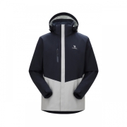CAMEL骆驼冲锋衣三合一可拆卸拼色外套2022新款暴雨级户外登山服装 AD12263543，墨蓝/太空灰，男 L