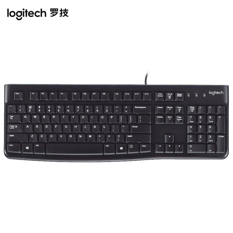 罗技（Logitech）K120有线键盘 办公键盘 USB口电脑台式机笔记本家用键盘 全尺寸键盘 黑色 