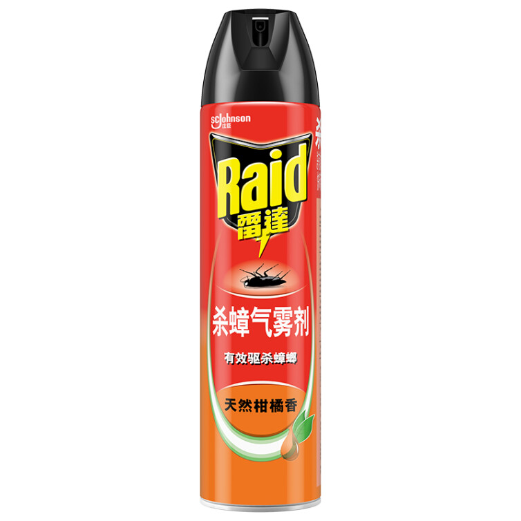 雷达(Raid) 杀蟑剂喷雾 600ml 天然柑橘香型 杀虫剂喷雾 杀虫气雾剂 杀蟑螂药 灭蟑螂