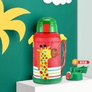 PLUS会员：TIGER 虎牌 MML-C06C-CG 儿童吸管保温杯 630ml 长颈鹿+淘气包被 学饮杯+凑单