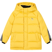 HAZZYS品牌哈吉斯童装男童羽绒服冬新款简约印花LOGO纯色中长款羽绒服厚 姜黄菊 160
