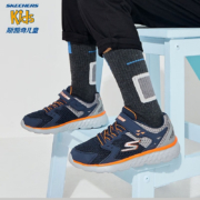 Skechers斯凯奇童鞋儿童运动鞋秋冬季轻质女童鞋男大童防滑缓震学生鞋舒适科技跑步鞋97680L 男童/海军蓝色/灰色/NVGY 35