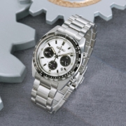 精工（SEIKO） 手表PROSPEX系列熊猫迪太阳电能三眼针钢带夜光100米防水腕表 男女同款 黑白盘经典色熊猫SSC813P1
