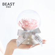 野兽派（THE BEAST）玫瑰香槟音乐水晶球巨型永生花玫瑰花礼盒告白生日礼物女结婚礼物