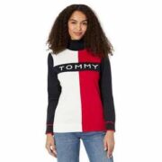 S码！Tommy Hilfiger 汤米·希尔费格 女士拼色高领毛衣