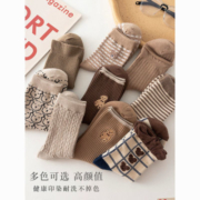 袜子女ins潮百搭中筒袜秋冬季卡通小熊系列少女透气学生 中长筒袜