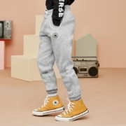 Converse 匡威儿童装男童长裤针织卫裤小学生修身束脚裤子时尚女大童加绒百搭运动休闲裤 岩岭灰-冬季加绒 120(6)