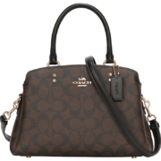 蔻驰COACH奢侈品女士PVC配皮戴妃包单肩手提包 棕黑色 91494 IMAA8【品牌授权 官方直供】