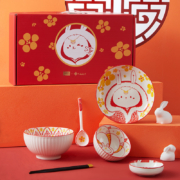 共禾京品 X 周大福联名 新春兔年釉下彩碗碟 6件套