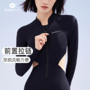 AquaPlay泳衣女2022新款长袖厚款保暖泡温泉连体游泳衣防晒冲浪服