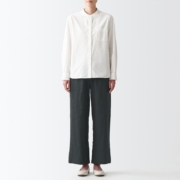 无印良品 MUJI 女式  法国亚麻 直筒裤 BEG01C2S 深灰色 L