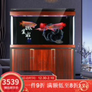 (免费包安装破损包赔)森森超白玻璃鱼缸水族箱大中型复古底过滤龙鱼缸免换水金鱼缸HST 钢果柚木 1.0米43宽 超白靠墙款