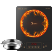 美的（Midea） 电磁炉带锅套装 家用大功率 电磁灶电火锅一体 柴火灶电磁灶电池炉2200W大火力 【配汤锅】刷火锅103