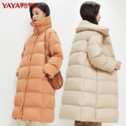 鸭鸭羽绒服女中长款2022年新款韩版宽松时尚立领轻薄冬季长过膝潮