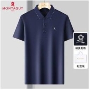 MONTAGUT 梦特娇 夏季新款男士短袖t恤桑蚕丝薄款休闲上衣冰丝宽松polo衫男