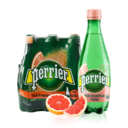 法国原装进口 巴黎水（Perrier）气泡矿泉水 西柚味含气天然矿泉水 500ml*6瓶 （塑料瓶）整箱