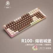御斧(Royal Axe) R100三模机械键盘 无线蓝牙 热插拔 游戏办公键盘 100配列PBT球帽 TTC二代金粉轴 熔岩城堡