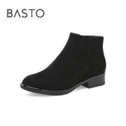 BASTO 百思图 2022冬季新款时尚潮流通勤粗跟圆头时装靴女短靴KD536DD2