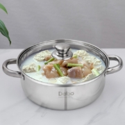 Debo德铂汤锅不锈钢单层电磁炉明火通用26cm