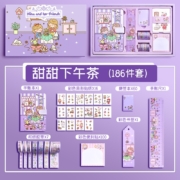 慢作 生日礼物手账本套装礼盒学生文具工具材料全套可爱少女心小学生手帐本礼盒日记本笔记本子手帐贴纸 甜甜下午茶/礼盒