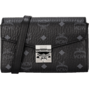 MCM 奢侈品 女士Millie Visetos系列黑色小号单肩斜挎包链条包信封包 MWRAAME03BK001