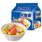 康师傅 方便面 大食袋鲜虾鱼板 泡面袋装速食 五连包 120g*5包