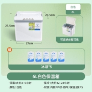探露保温箱冷藏箱户外便携车载商用摆摊食品保冷鲜冰桶包外卖装备 6升白色【超长保冷】配冰袋5个
