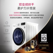 LG 原装进口 10Kg大容量双转子变频热泵烘干机  LED触控 30分钟快烘  除菌除螨 双重绒毛过滤白色RH10V3AV6W