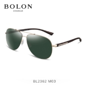 暴龙（BOLON）太阳镜男蛤蟆镜开车司机驾驶镜高清偏光太阳镜通用脸型墨镜BL2362 M03 镜框浅金色/镜面墨绿色【店长推荐】