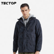 探拓（TECTOP）户外三合一登山服 情侣款抓绒内胆加厚保暖连帽防风服 常规款-男黑色 XL