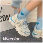 WARRIOR 回力 老爹鞋女ins潮奶蓝运动鞋女2022秋季新款炸街休闲跑步鞋女款