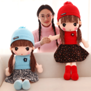 吉娅乔(Ghiaccio)菲儿公主创意帽子芭比布娃娃毛绒玩具女生礼物睡觉抱情人节儿童节生日礼物女朋友 蓝色 45CM