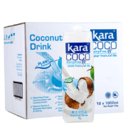 KARA椰子汁饮料1L*12 整箱印尼进口椰肉榨汁椰汁椰奶饮品