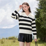 再降价：3COLOUR 三彩 女士条纹针织衫 D373P2043M0096