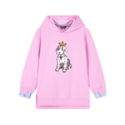 HAZZYS童装哈吉斯女童卫衣儿童连帽卫衣女春秋新品中大童连帽纯色休闲卫衣 粉蔷薇 160cm