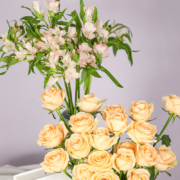 京东鲜花 雪山玫瑰10枝+水仙百合10枝组合款定制鲜花
