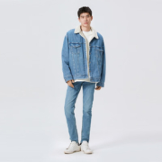 Levi's李维斯银标系列22秋冬新品男士仿羊羔绒牛仔夹克外套情侣易穿搭 蓝色 M